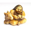 RAR: netsuke de perioada Edo. sculptura in fildes patinat. cca 1850. Japonia